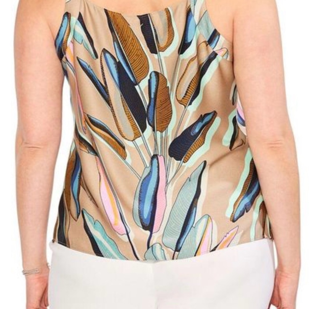 NWT Nic + Zoe Women's Aqua Blue Banana Leaves Tank- XXL. MSRP $138 - Picture 3 of 7